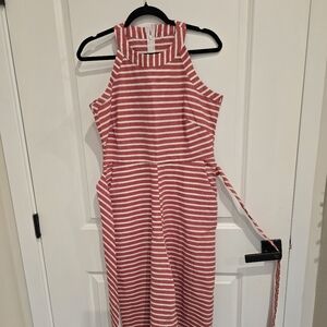 Fun Striped Women's Jumpsuit Sz L, Linen Cotton, Wide Leg, Easter, Church, Party